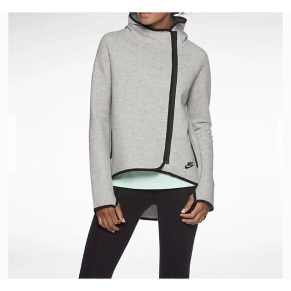 Nike Jackets & Blazers - Nike Tech Fleece Cape Hoodie Sweatshirt jacket Women’s size medium Gray Zip